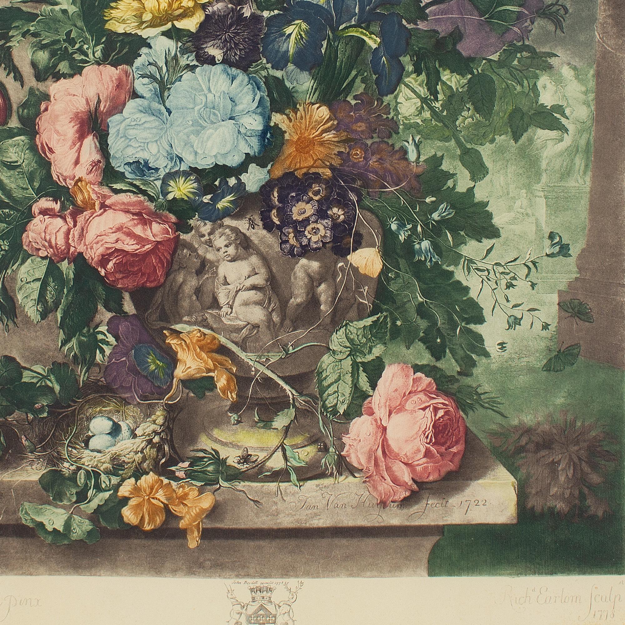 Richard Earlom Después de Jan Van Huysum, Naturaleza muerta con flores 7