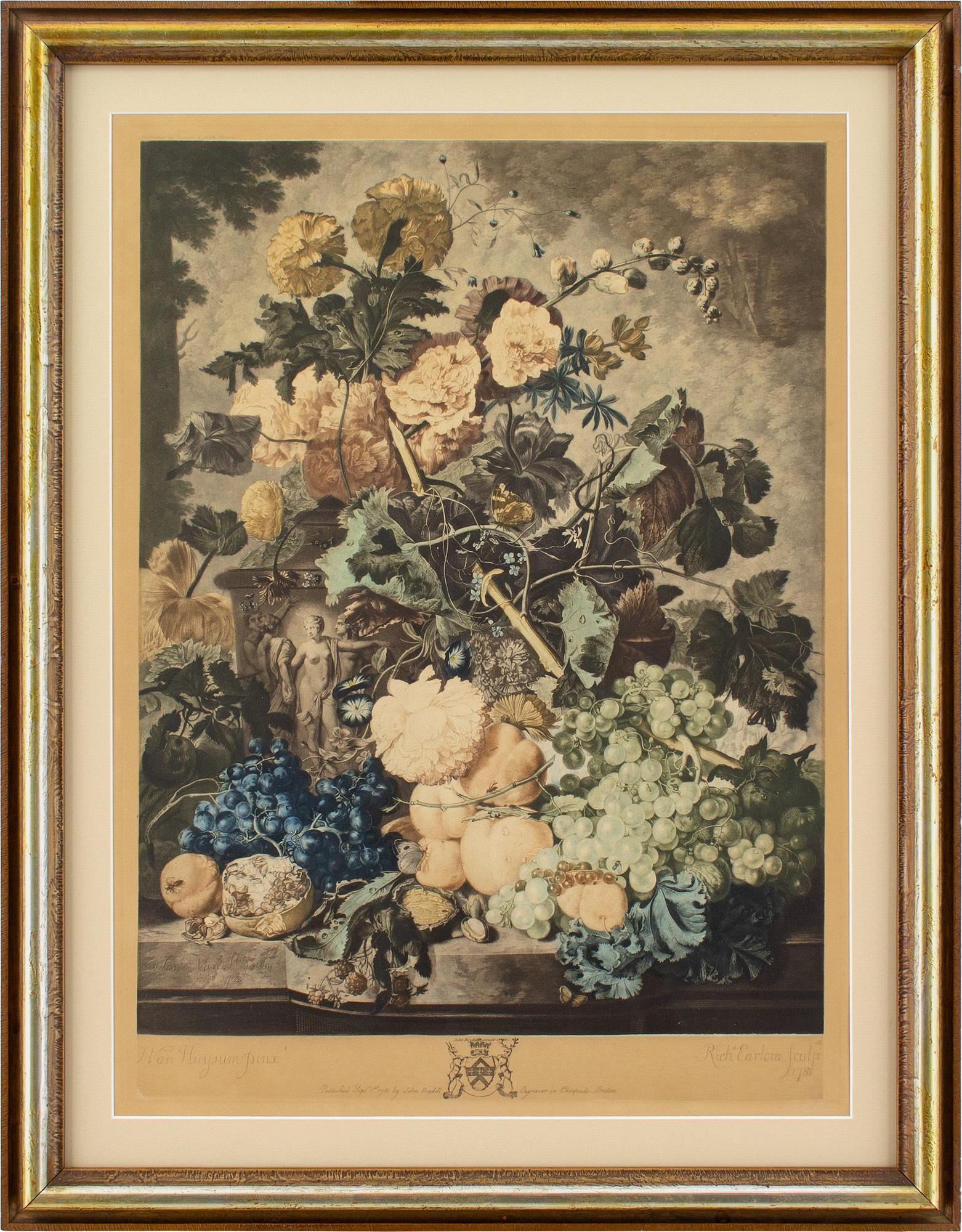 Richard Earlom Después de Jan Van Huysum, Bodegón con flores