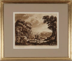 Antique Richard Earlom: Mezzotint Engravings After Claude Lorrain, c1777, Framed