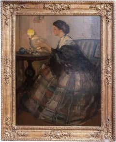 American Impressionist Oil Painting: The Goldfish Bowl, Framed, Signed