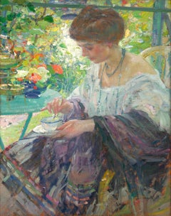 Mujer joven en el interior por Richard E. Miller