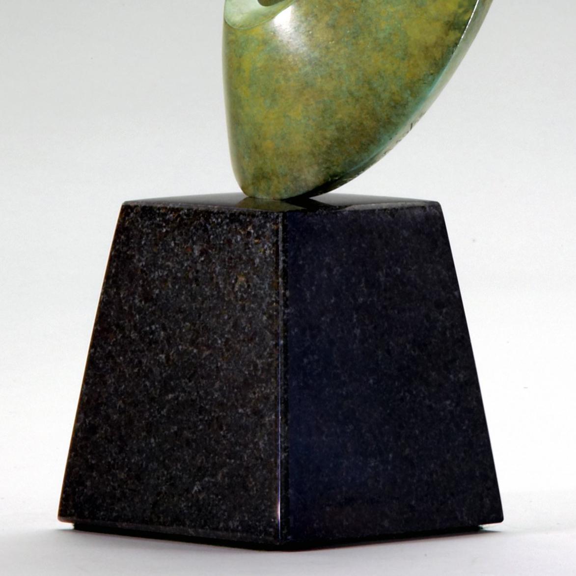 Calypso, Interior Abstract Bronze on Stone Base - Gold Abstract Sculpture by Richard Erdman