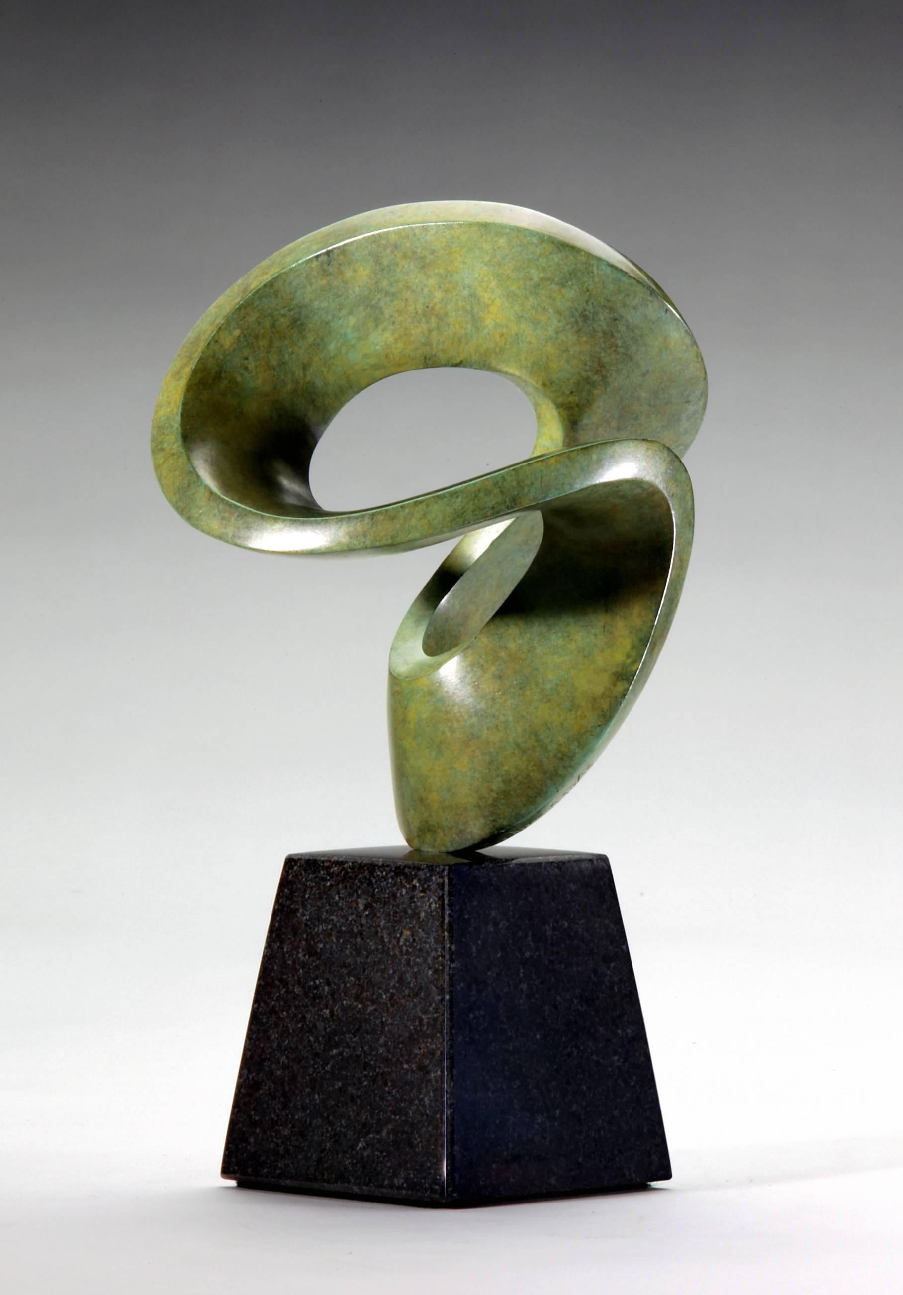 Richard Erdman Abstract Sculpture - Calypso, Interior Abstract Bronze on Stone Base