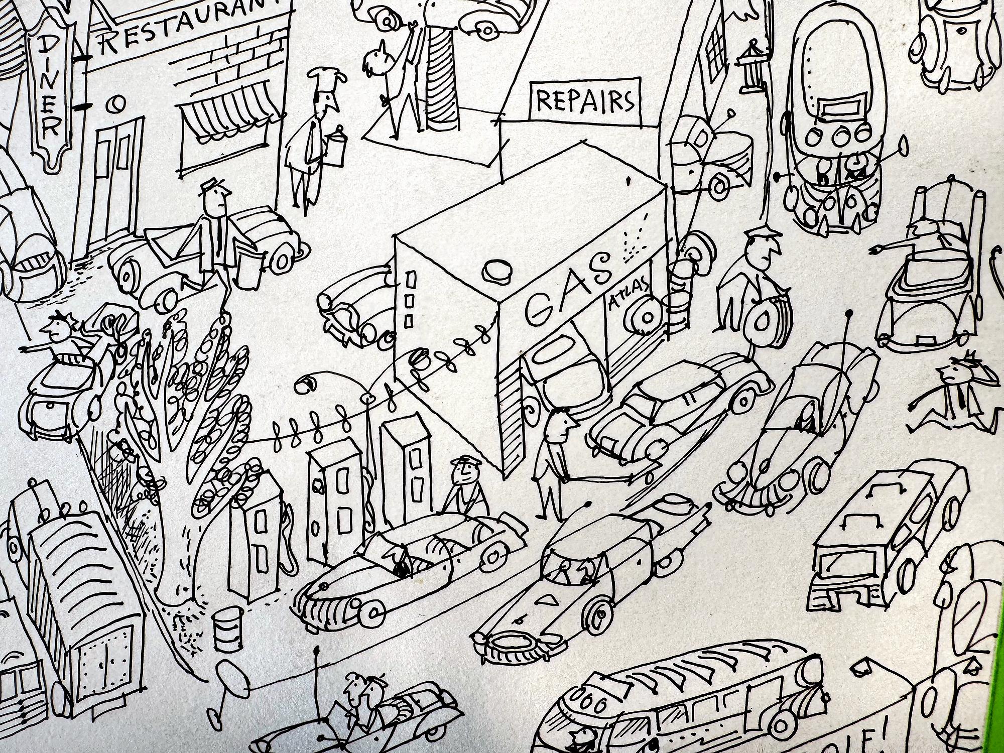 Expressway Proposal über Norman Rockwell Town aus der Mitte des Jahrhunderts im Angebot 6