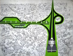 Mid Century Expressway Proposal Over Norman Rockwell Town