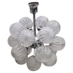 Richard Essig chandelier  19 large glass globes Sputnik Space Age, Germany 1960