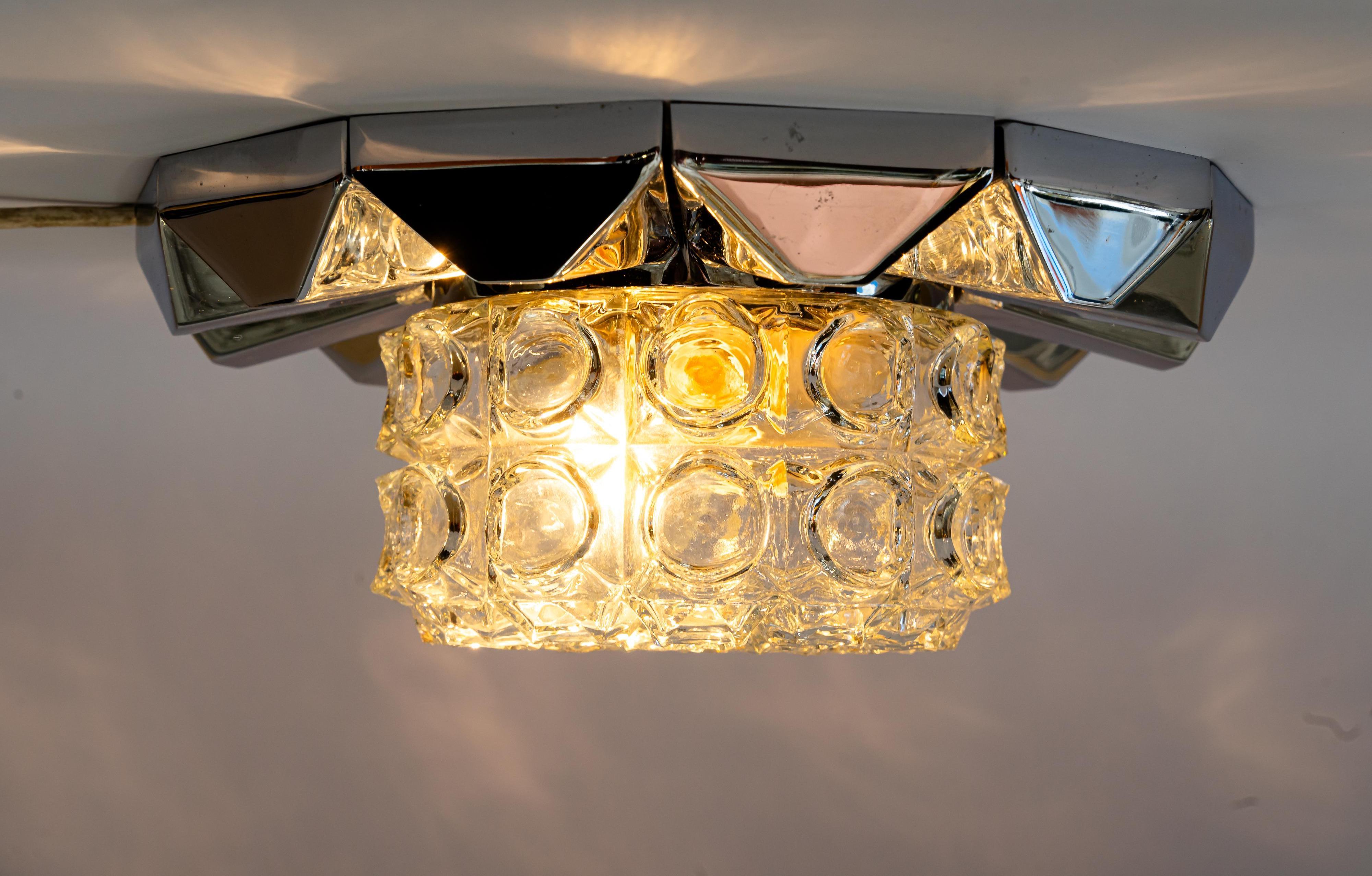 Allemand Richard Essig chrome ceiling lamp germany around 1950s en vente