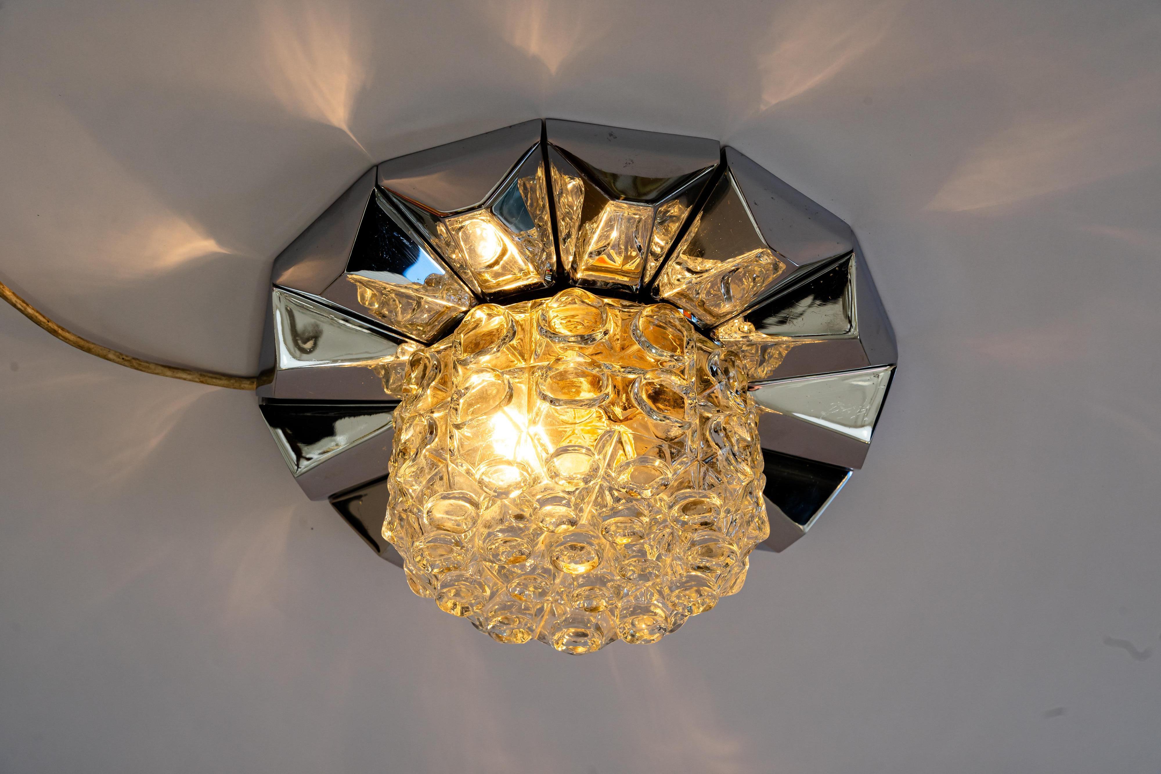 Brass Richard Essig chrome ceiling lamp germany around 1950s For Sale