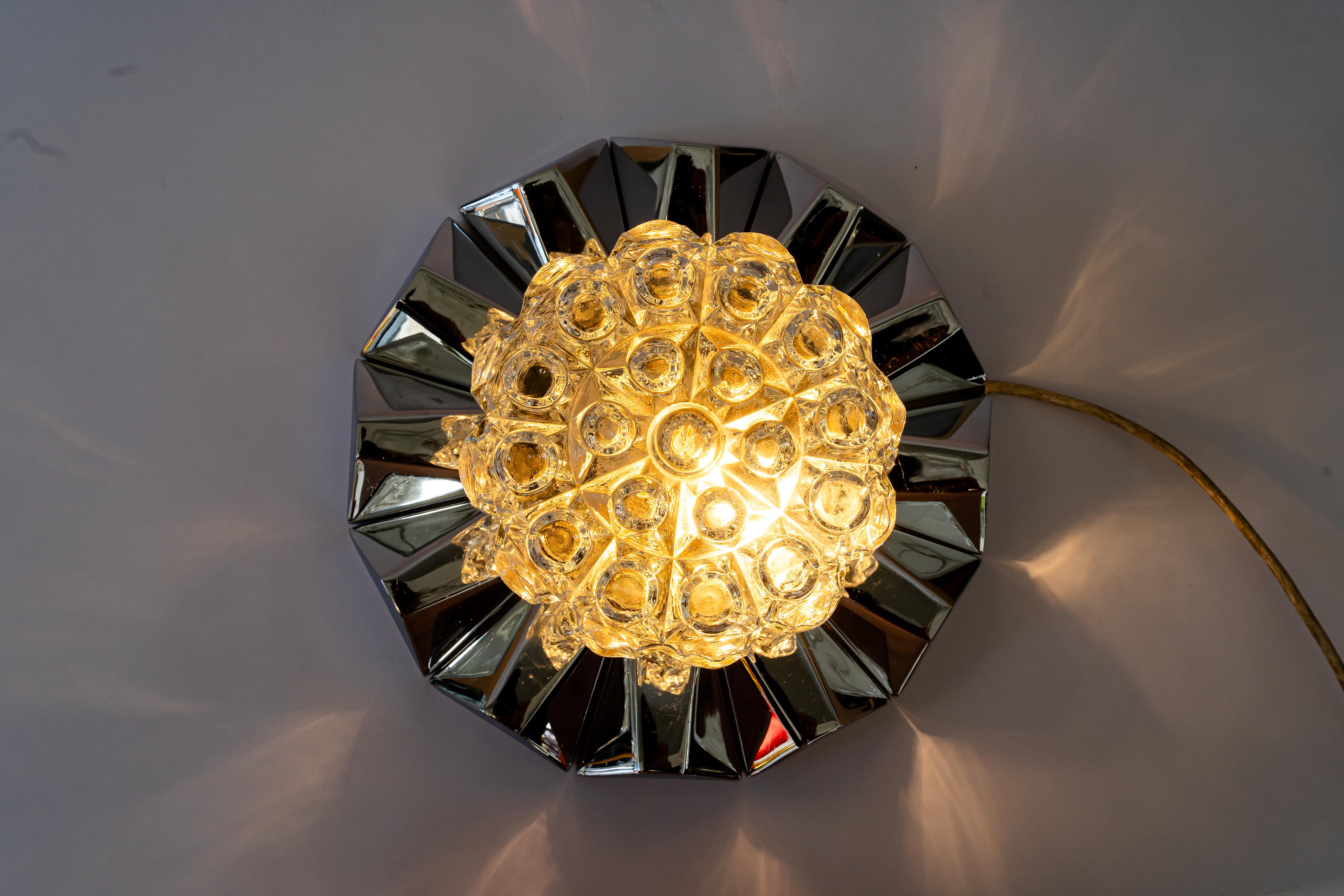 Laiton Richard Essig chrome ceiling lamp germany around 1950s en vente
