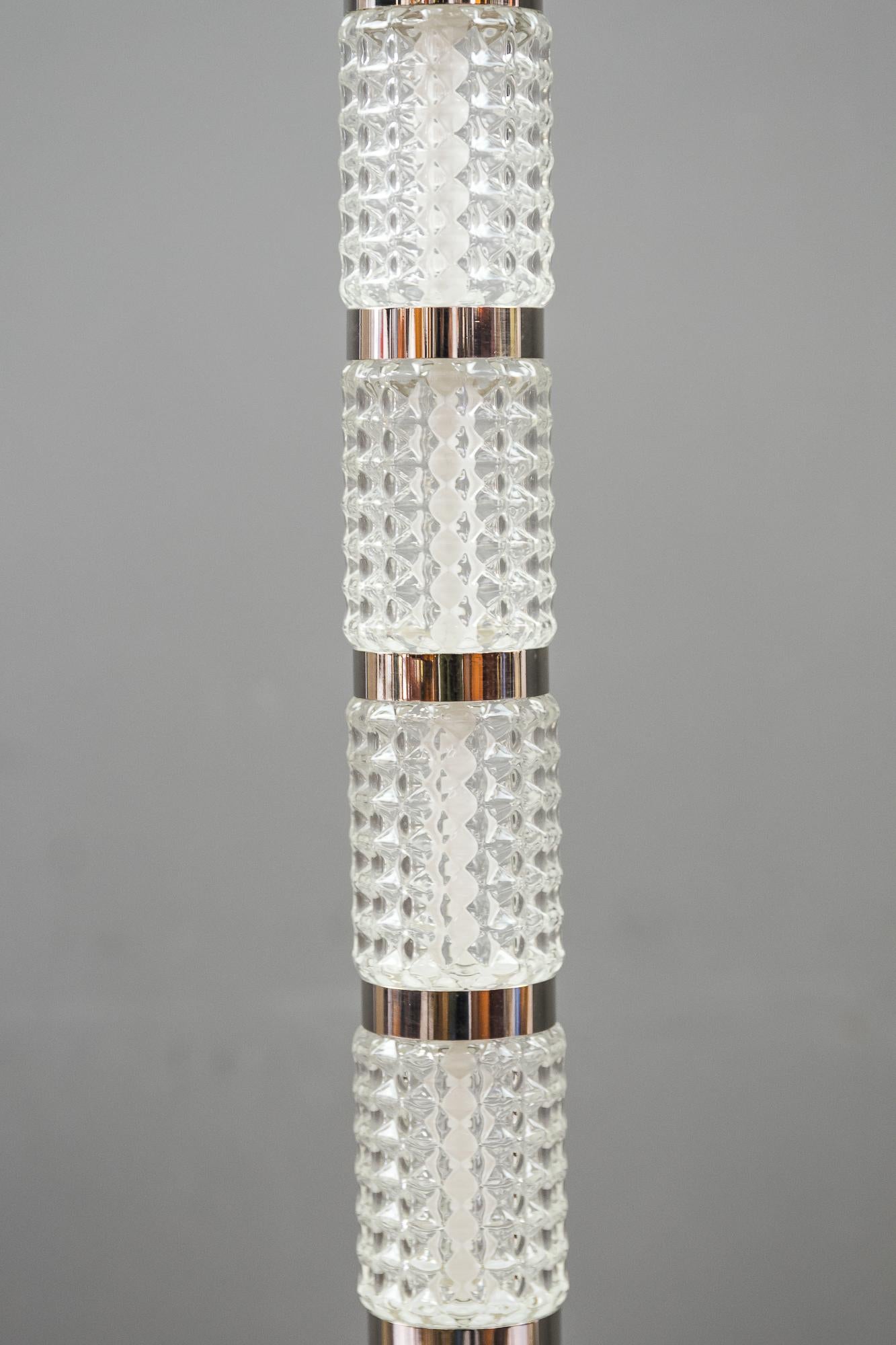 German Richard Essig Floor Lamp with Illuminated Glass Stand, 1970s