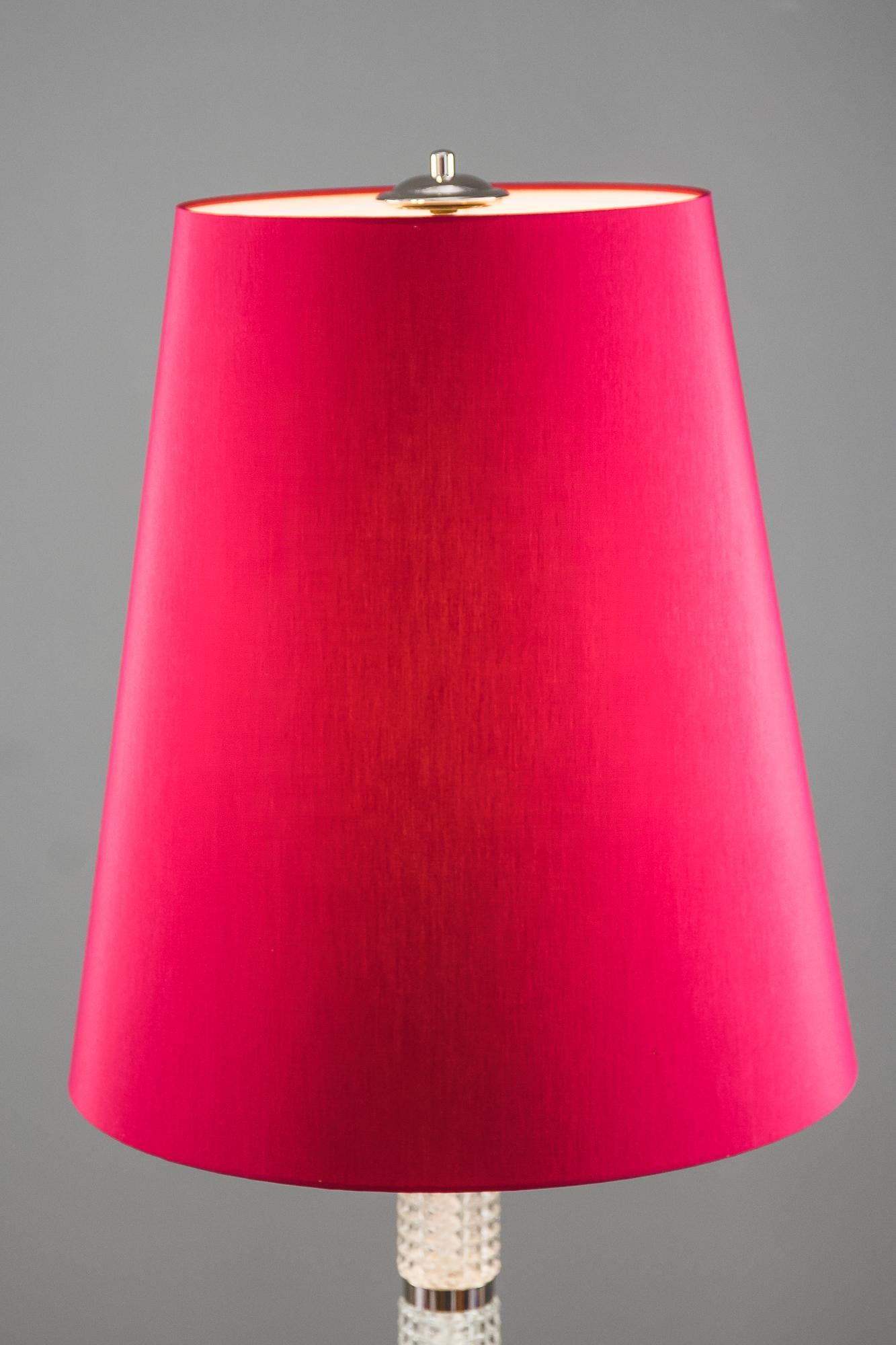 Fabric Richard Essig Floor Lamp with Illuminated Glass Stand, 1970s
