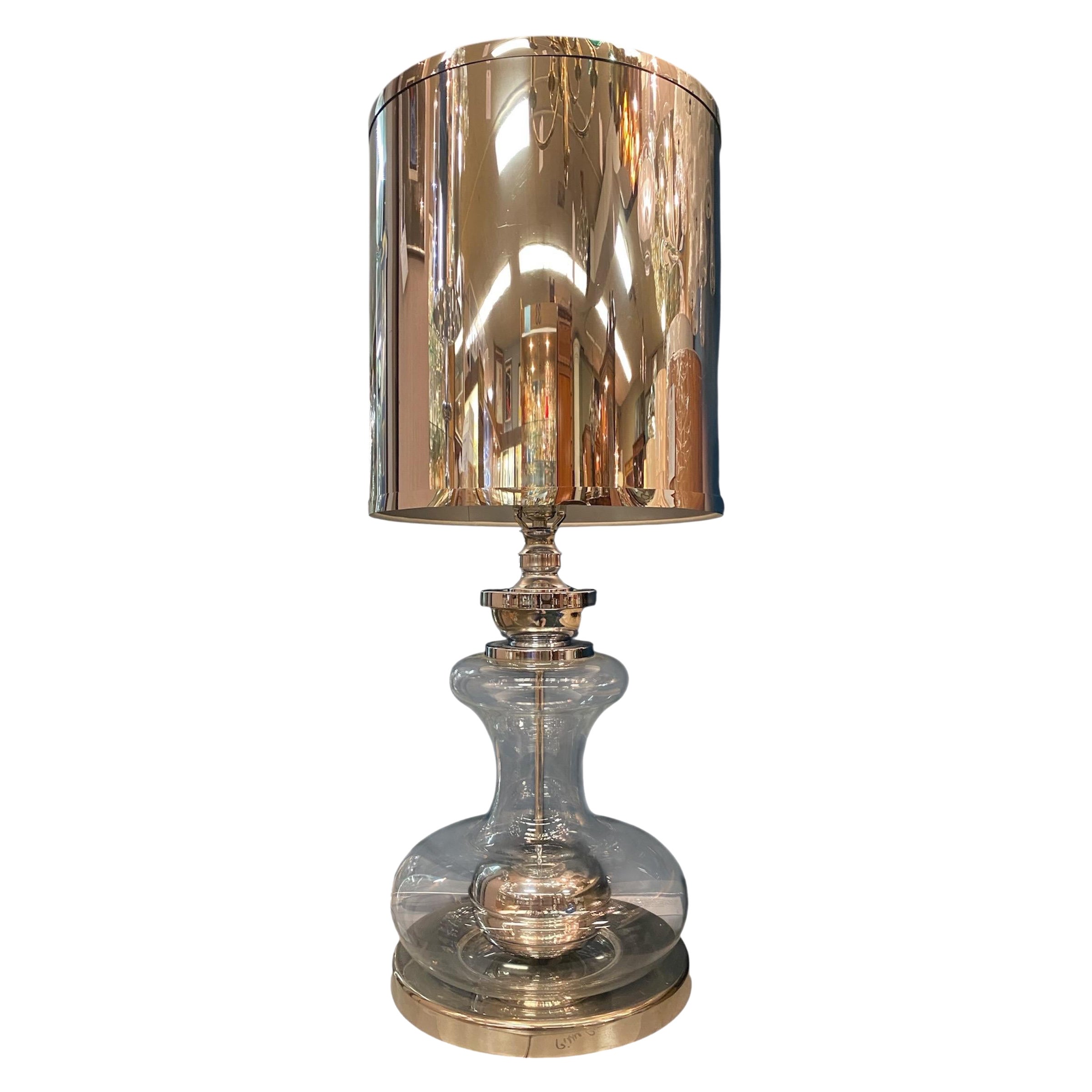 Richard Essig, Germany 1970s Blown Glass & Chrome Table Lamp For Sale