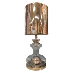Vintage Richard Essig, Germany 1970s Blown Glass & Chrome Table Lamp