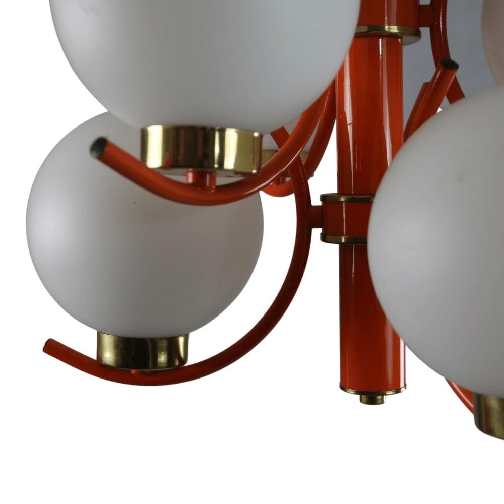 Richard Essig Space Age Design Sputnik hanging lamp - orange, gold - For Sale 1