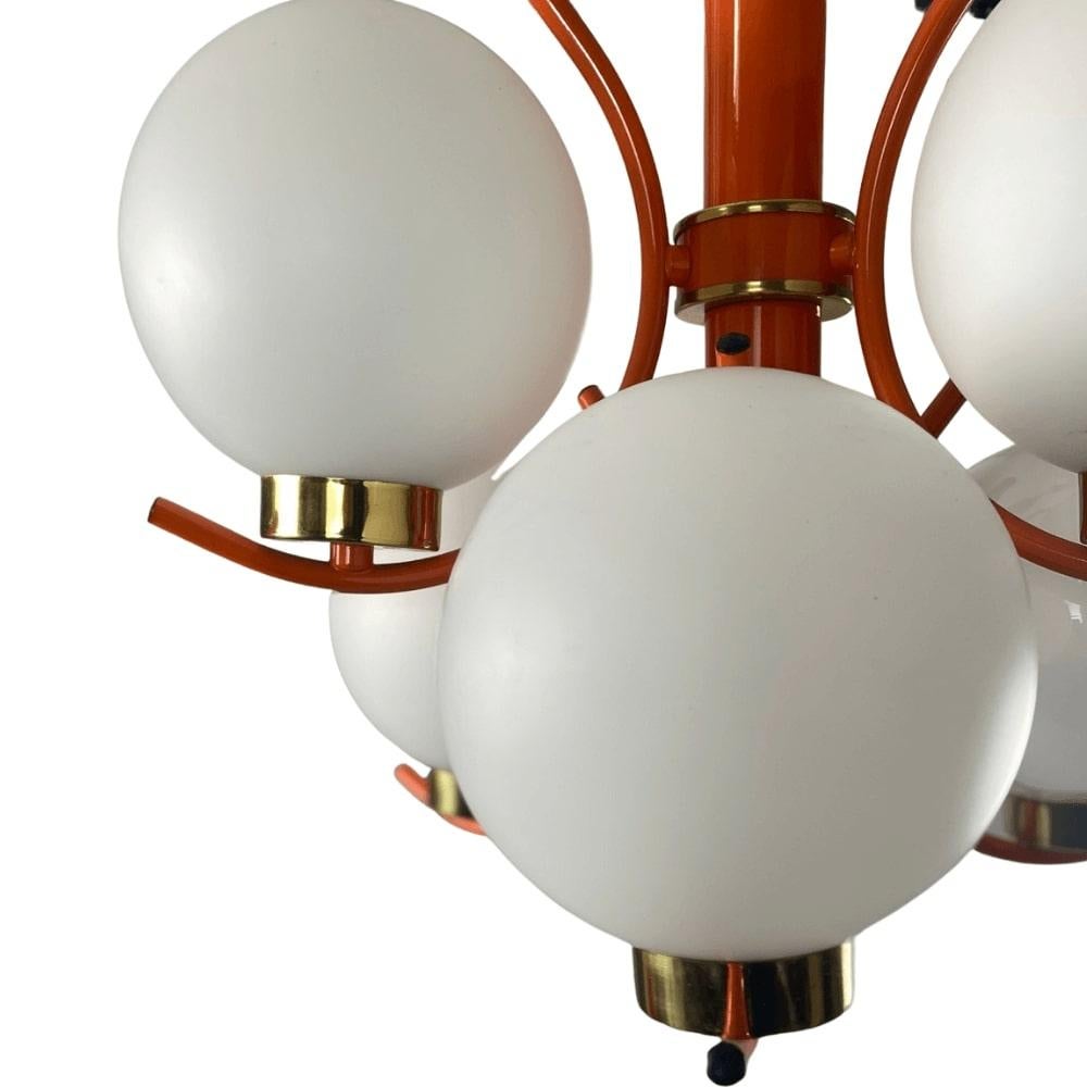 Richard Essig Space Age Design Sputnik hanging lamp - orange, gold - For Sale 3
