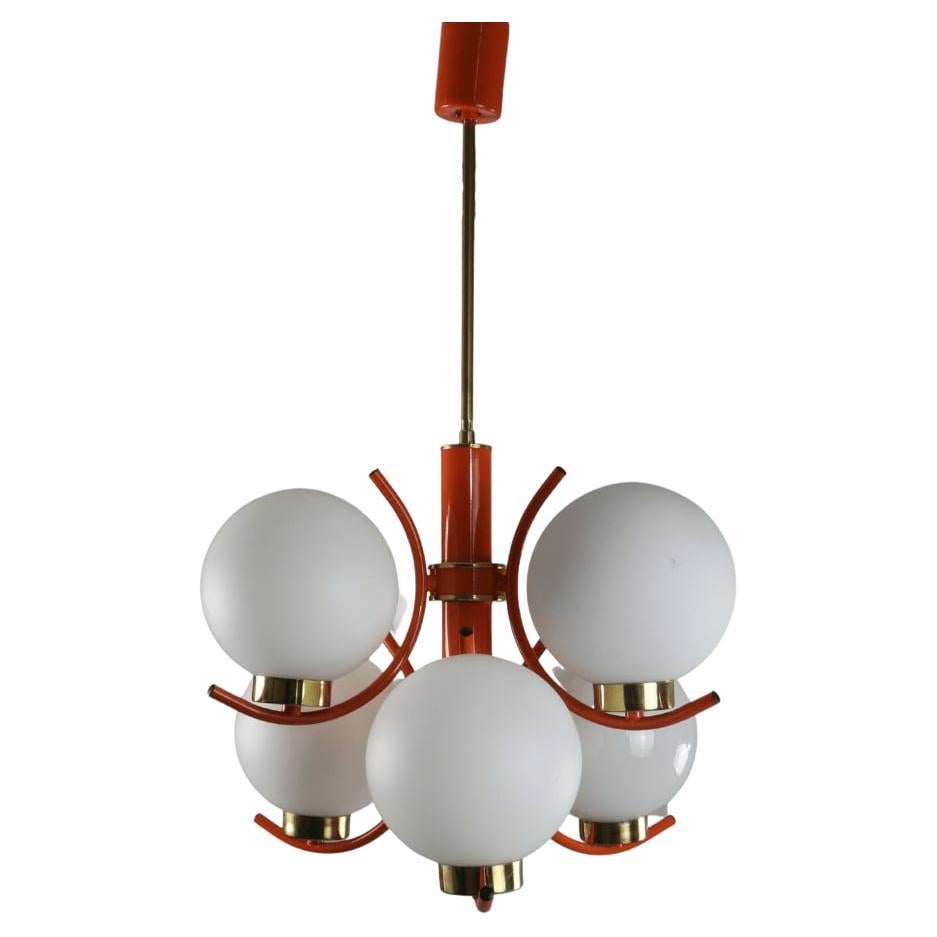 Richard Essig Space Age Design Sputnik hanging lamp - orange, gold - For Sale