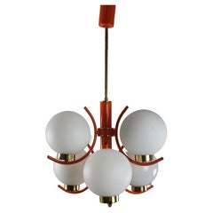 Vintage Richard Essig Space Age Design Sputnik hanging lamp - orange, gold -