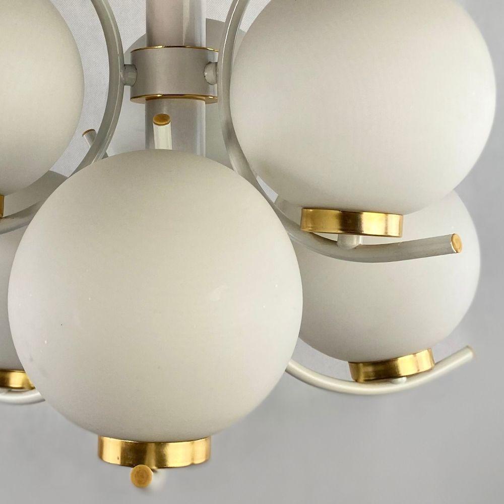 Richard Essig Space Age Design Sputnik hanging lamp - white, gold - For Sale 4
