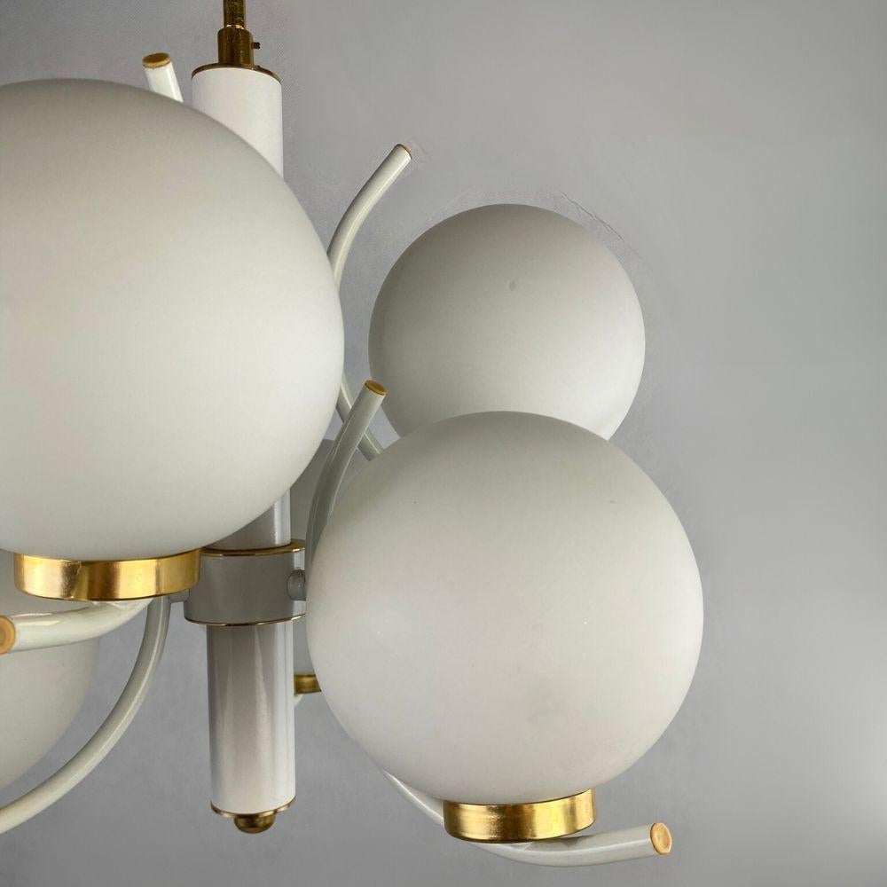 German Richard Essig Space Age Design Sputnik hanging lamp - white, gold - For Sale
