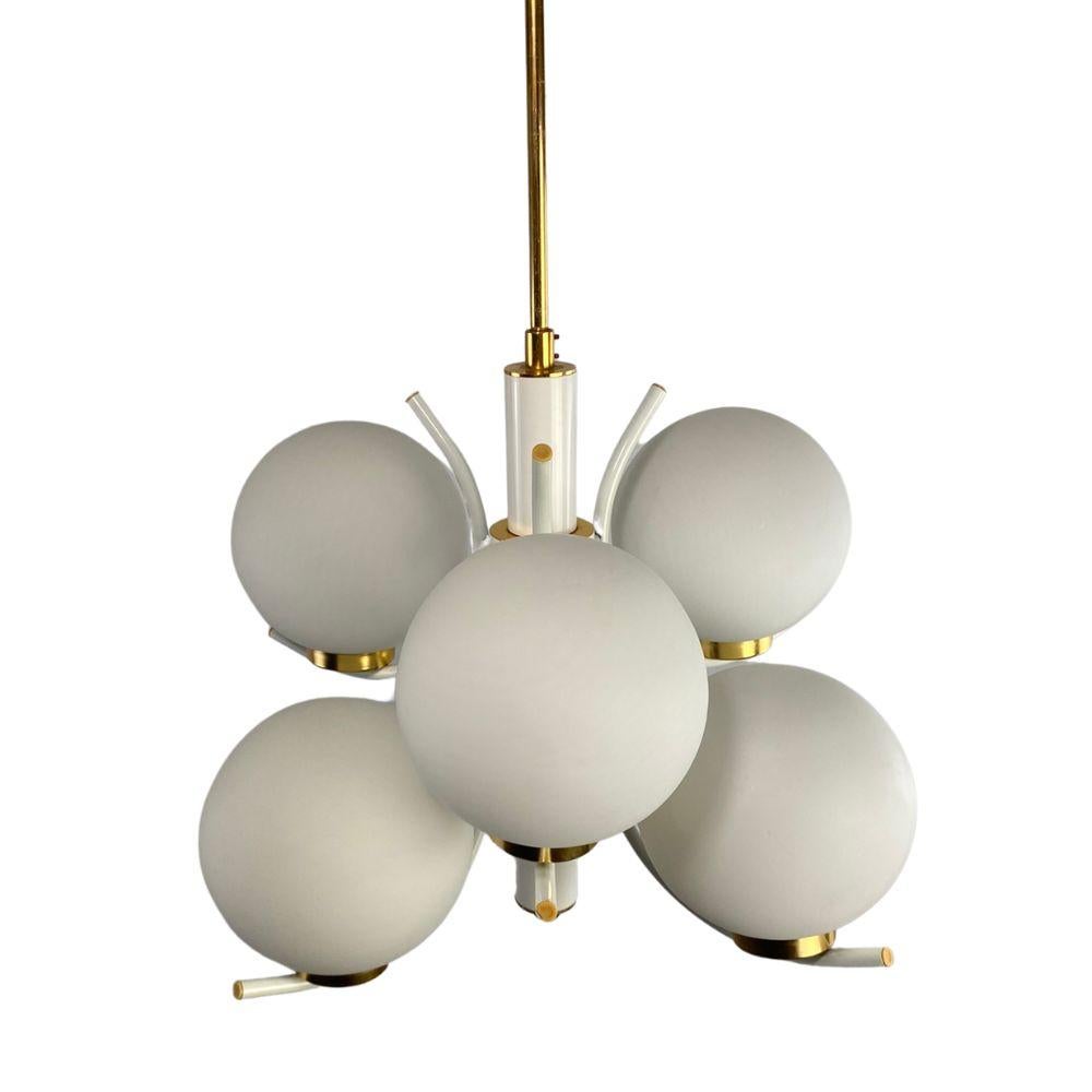 Late 20th Century Richard Essig Space Age Design Sputnik hanging lamp - white, gold - For Sale