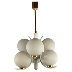Used Richard Essig Space Age Design Sputnik hanging lamp - white, gold -