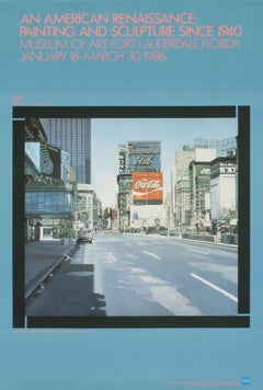 Vintage 1986 After Richard Estes 'Canadian Club' Realism Blue usa Offset Lithograph