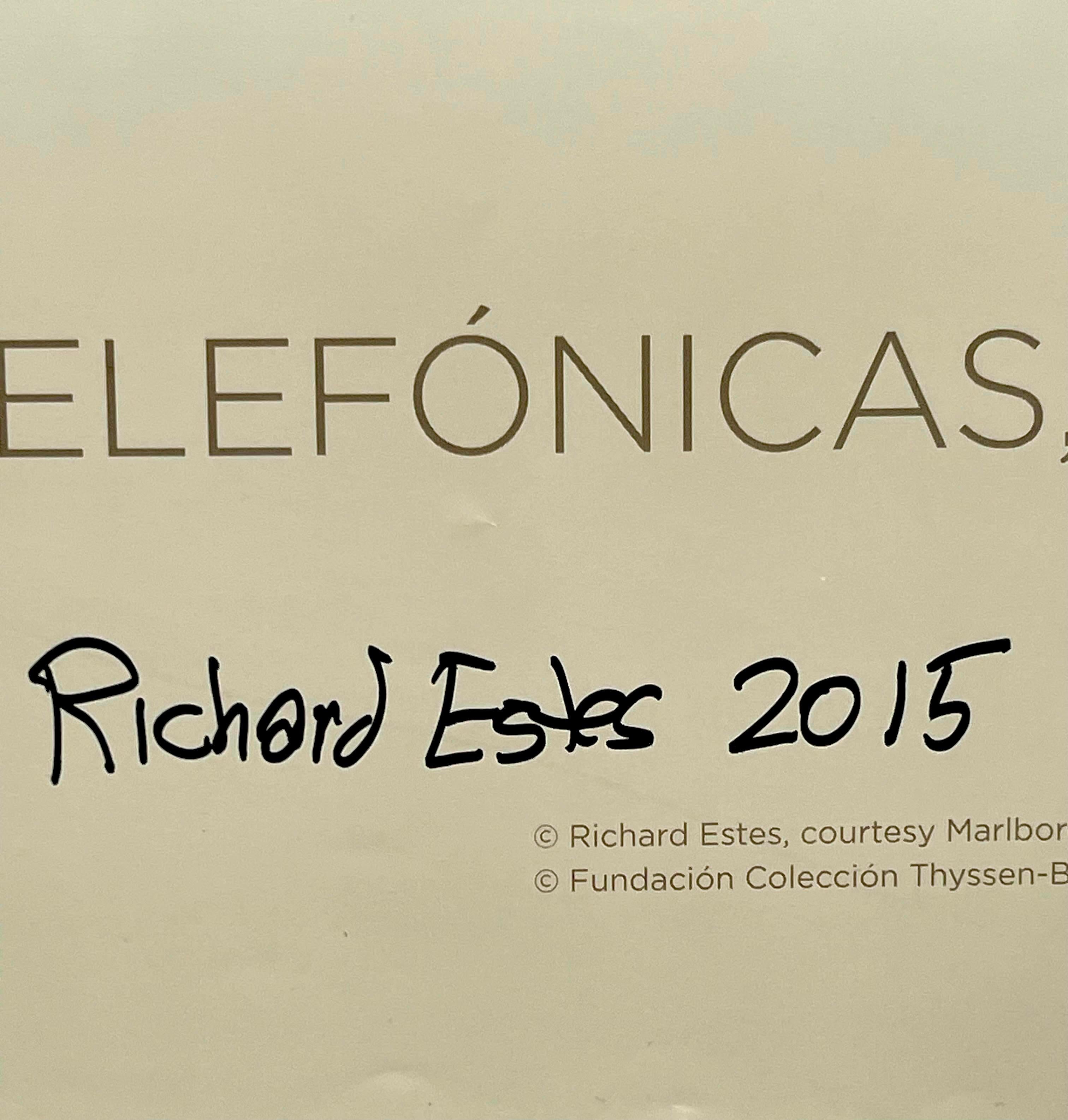 Cabinas Telefonicas, at the Thyssen-Bornemisza Museum (hand signed and dated) - Print by Richard Estes