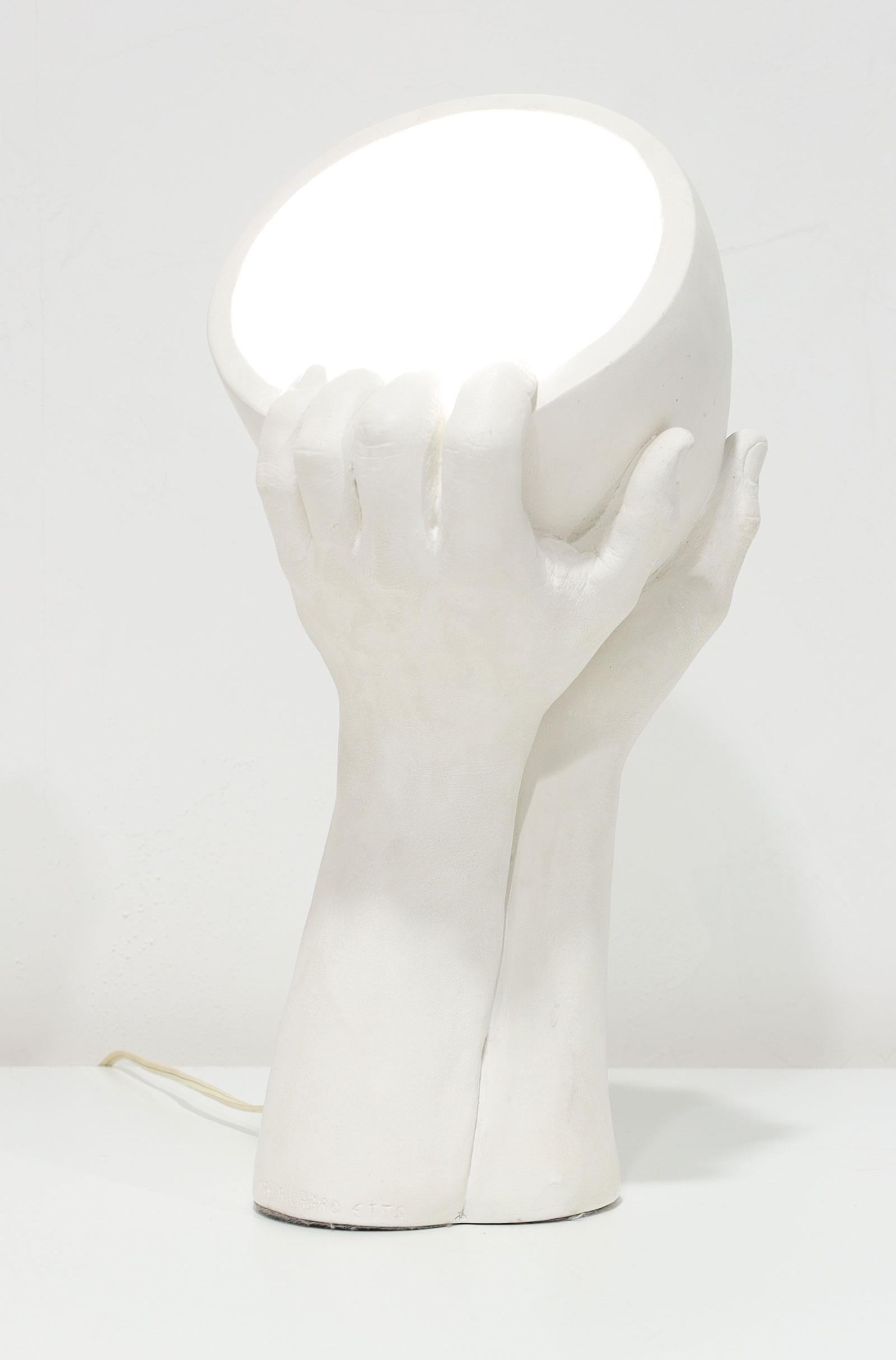 Mid-Century Modern Lampe d'abat-jour en plâtre Richard Etts (né en 1941), signée et dotée d'un cachet de 1974 en vente