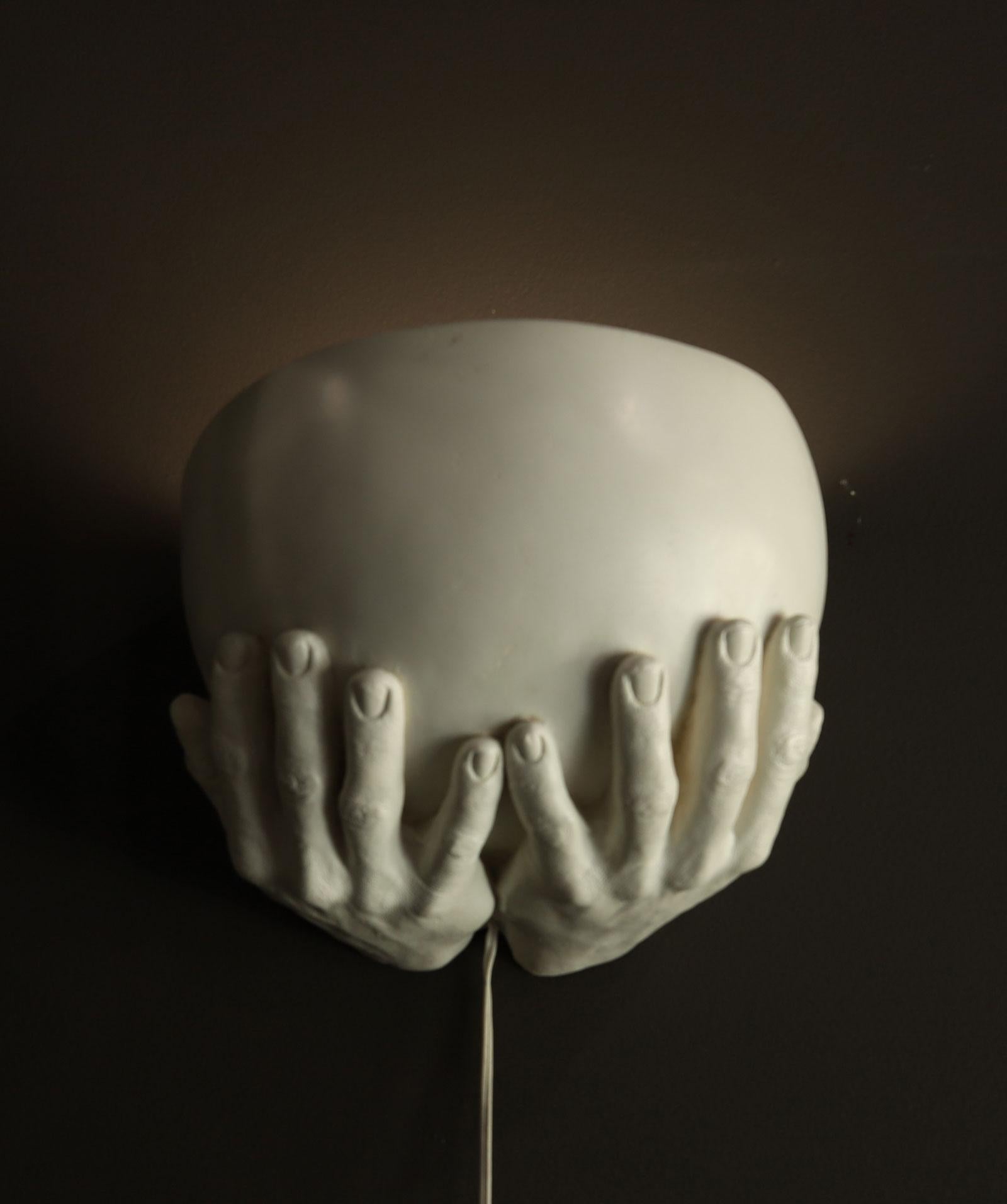 20th Century Richard Etts 'b, 1941' Plaster Wall Sconce, Signed and dtd. 1976 For Sale