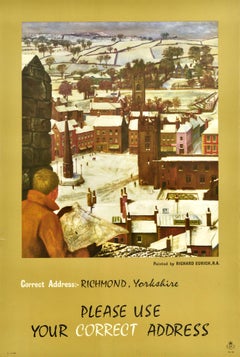 Affiche publicitaire vintage d'origine Richmond Yorkshire du milieu du siècle dernier