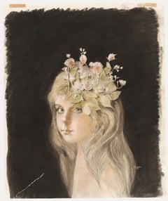 Richard Ewen (1929-2009) - 1984 Mixed Media, Girl With Floral Fascinator