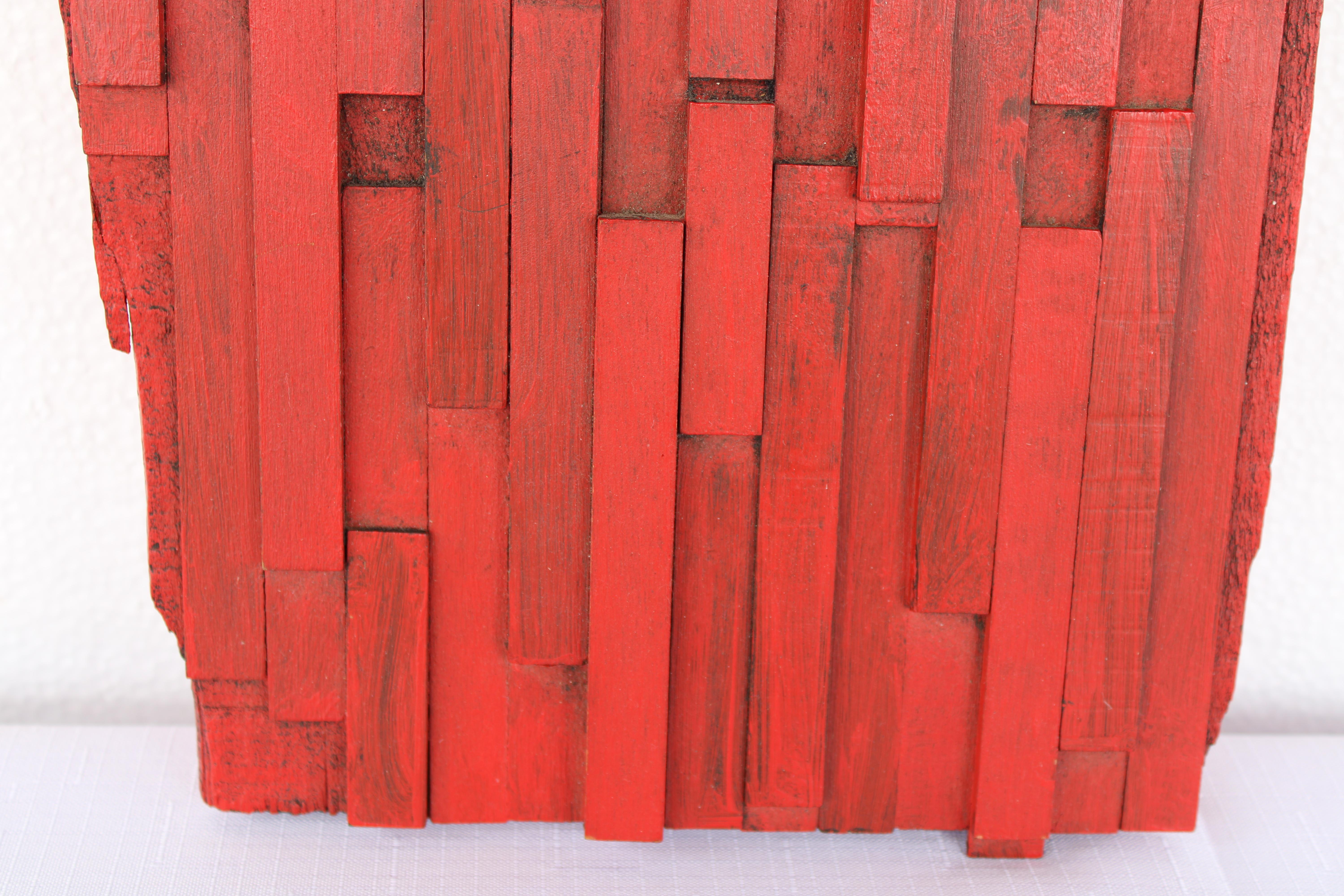 Modern Richard Faralla (1916 - 1996)  Red Wood Construction Panel For Sale