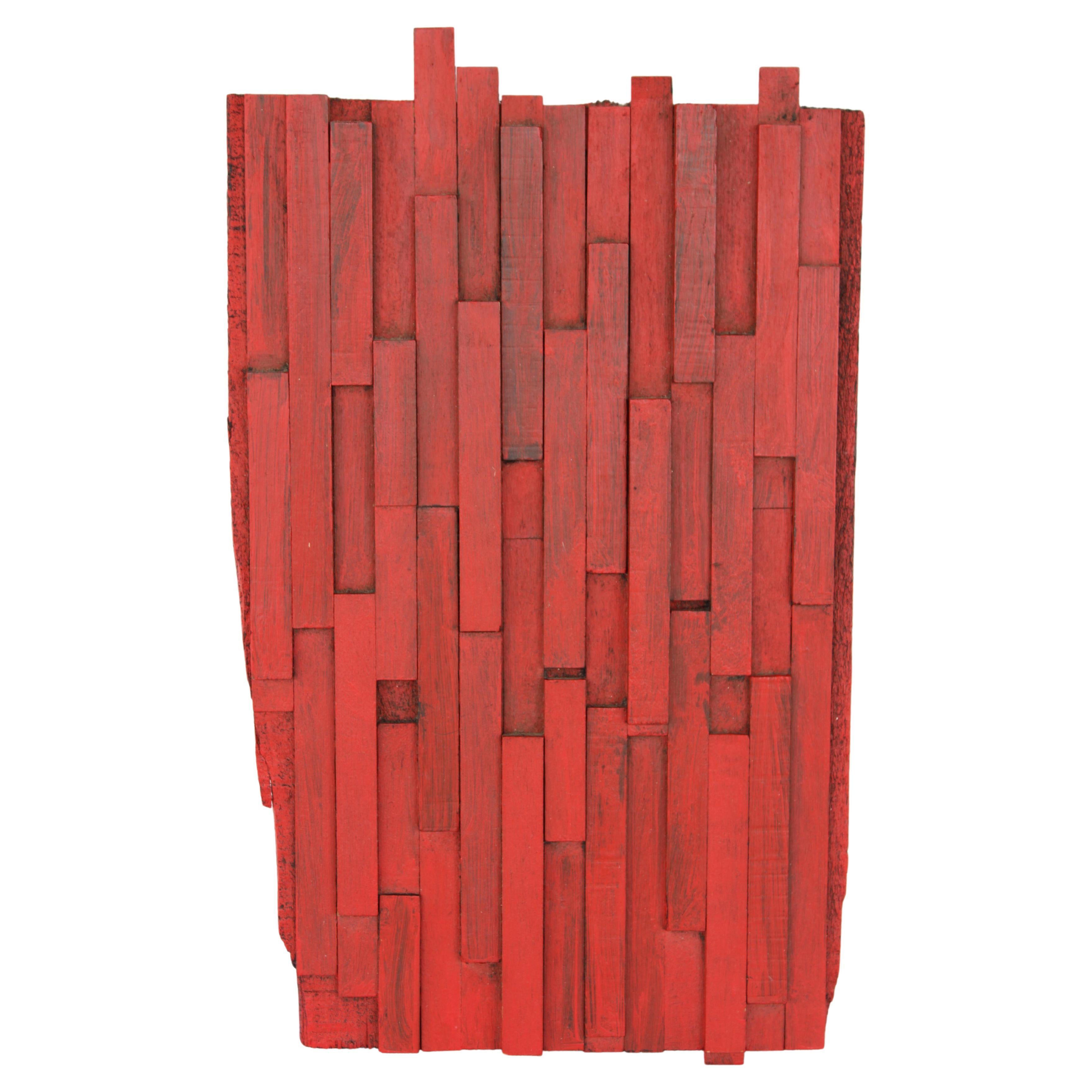 Richard Faralla (1916 - 1996)  Panneau de construction en bois rouge