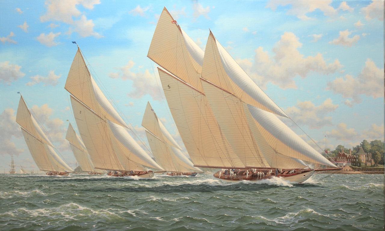 Richard Firth Pittura a olio, scena di yachting, 'I cinque grandi' in vendita 2