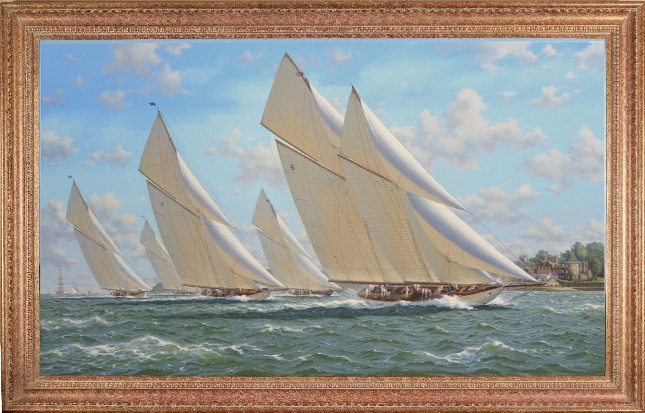 Richard Firth Pittura a olio, scena di yachting, 'I cinque grandi' in vendita 4