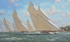 Pintura al óleo de Richard Firth, Escena de yates, 'Los cinco grandes'