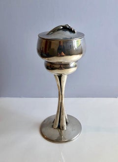 Sterling Silver Gilt Kiddush Cup Lidded Sculpture, Artist Designed Fine Judaica