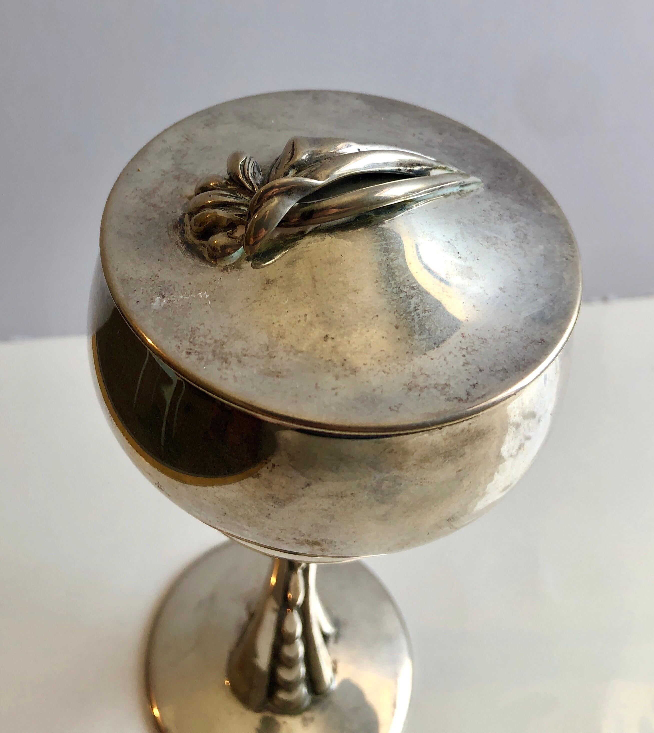 Sterling Silver Gilt Kiddush Cup Lidded Sculpture, Artist Designed Fine Judaica 2
