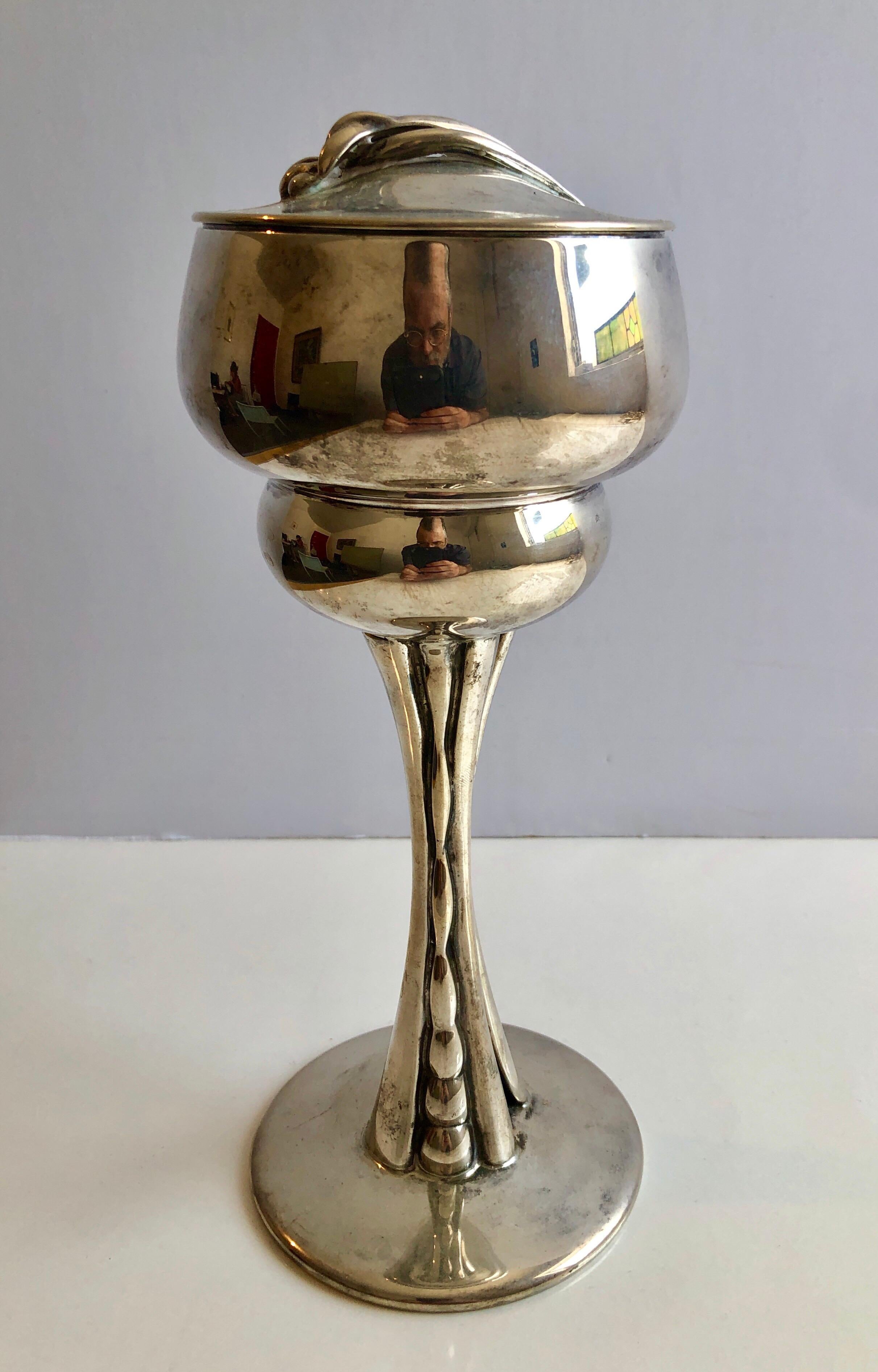 Sterling Silver Gilt Kiddush Cup Lidded Sculpture, Artist Designed Fine Judaica 3