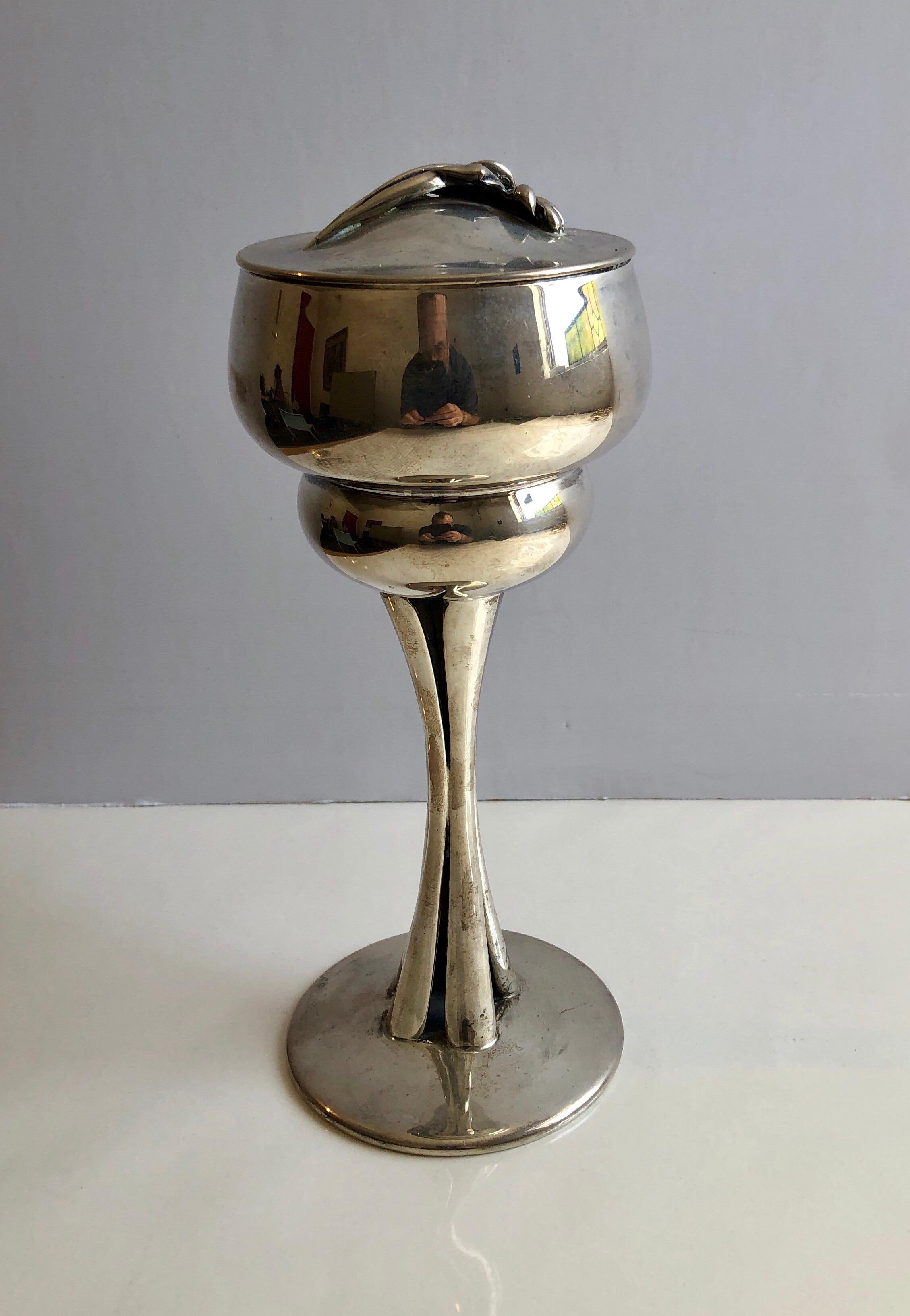 Sterling Silver Gilt Kiddush Cup Lidded Sculpture, Artist Designed Fine Judaica 4