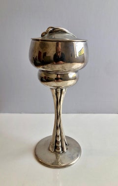 Sterling Silver Gilt Kiddush Cup Lidded Sculpture, Artist Designed Fine Judaica