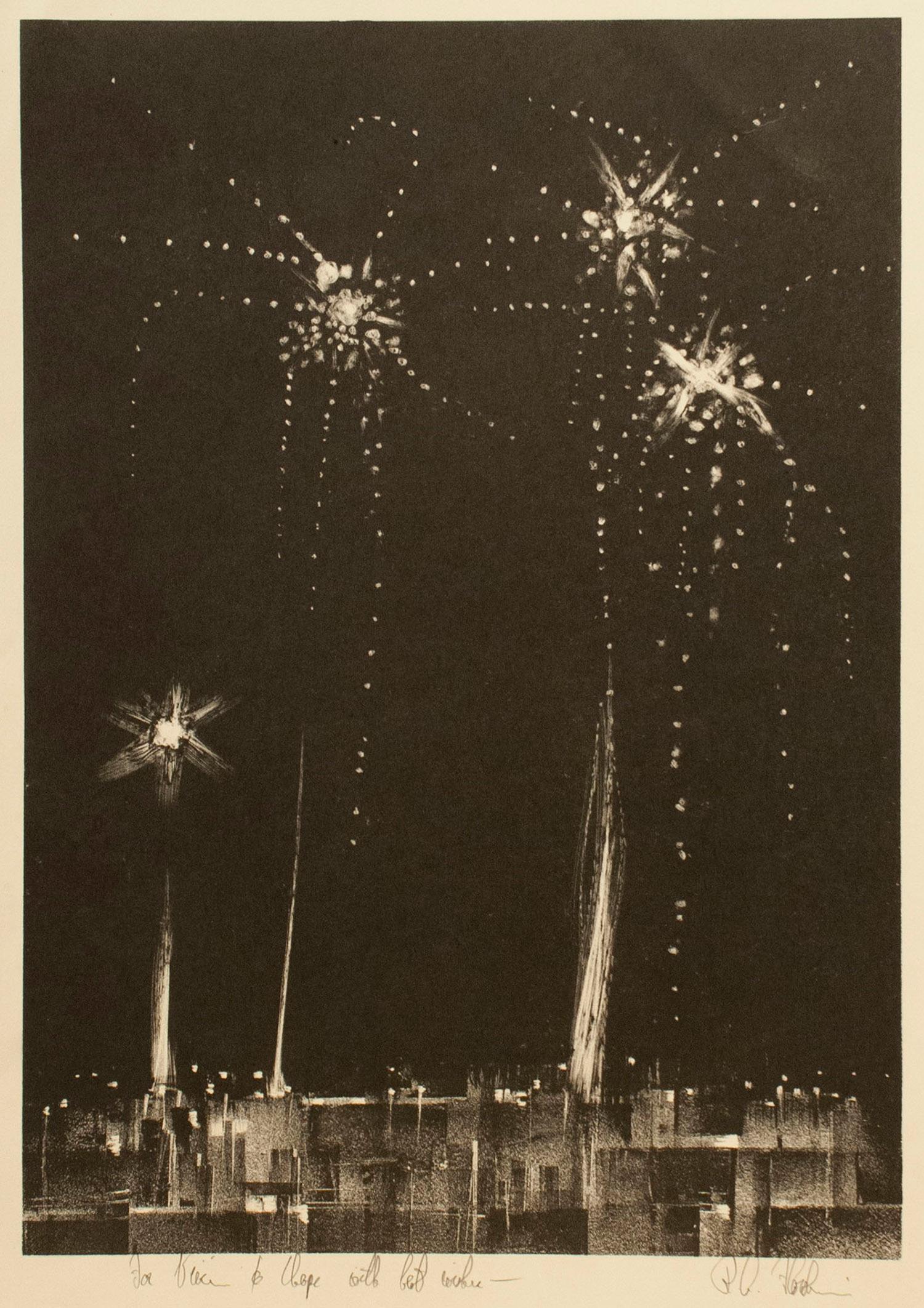 Richard Florsheim Landscape Print - Fireworks