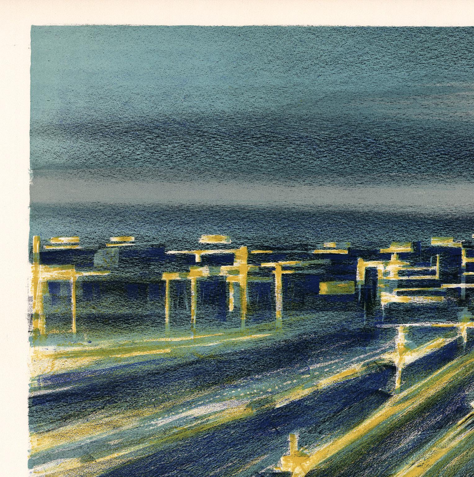 Jet Approaches - Gray Landscape Print by Richard Florsheim