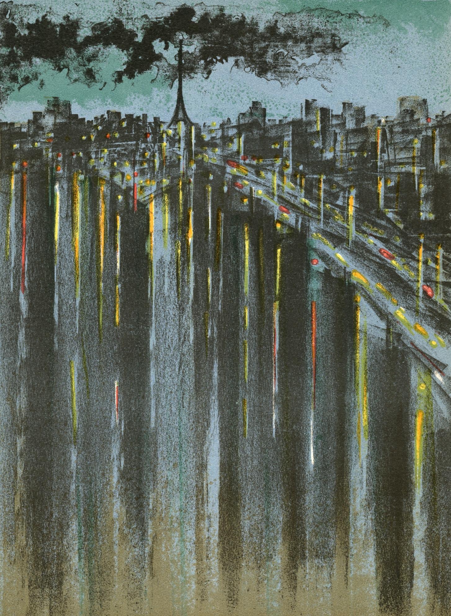 "La Seine a Paris" original lithograph - Print by Richard Florsheim