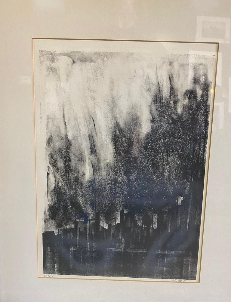 Mid-Century Modern Richard Florsheim Signed Limited Edition Cityscape Lithograph Blast Furnaces For Sale