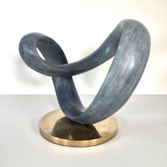 Richard Fox, Bronze Ravel X abstract sculpture, patinated, polished base