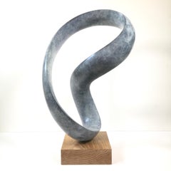 Moebius in Bronze VIII -contemporary bronze sculpture on oak base