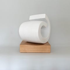 Tremere I, 2024 - White Carrara Marble Contemporary Sculpture on Oak Base