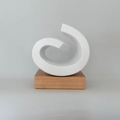 Tremere I, 2024 - White Carrara Marble Contemporary Sculpture on Oak Base