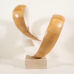 White Ravel in K Ii With Mineral Paint, and Stone Base Sculpture by Richard Fox